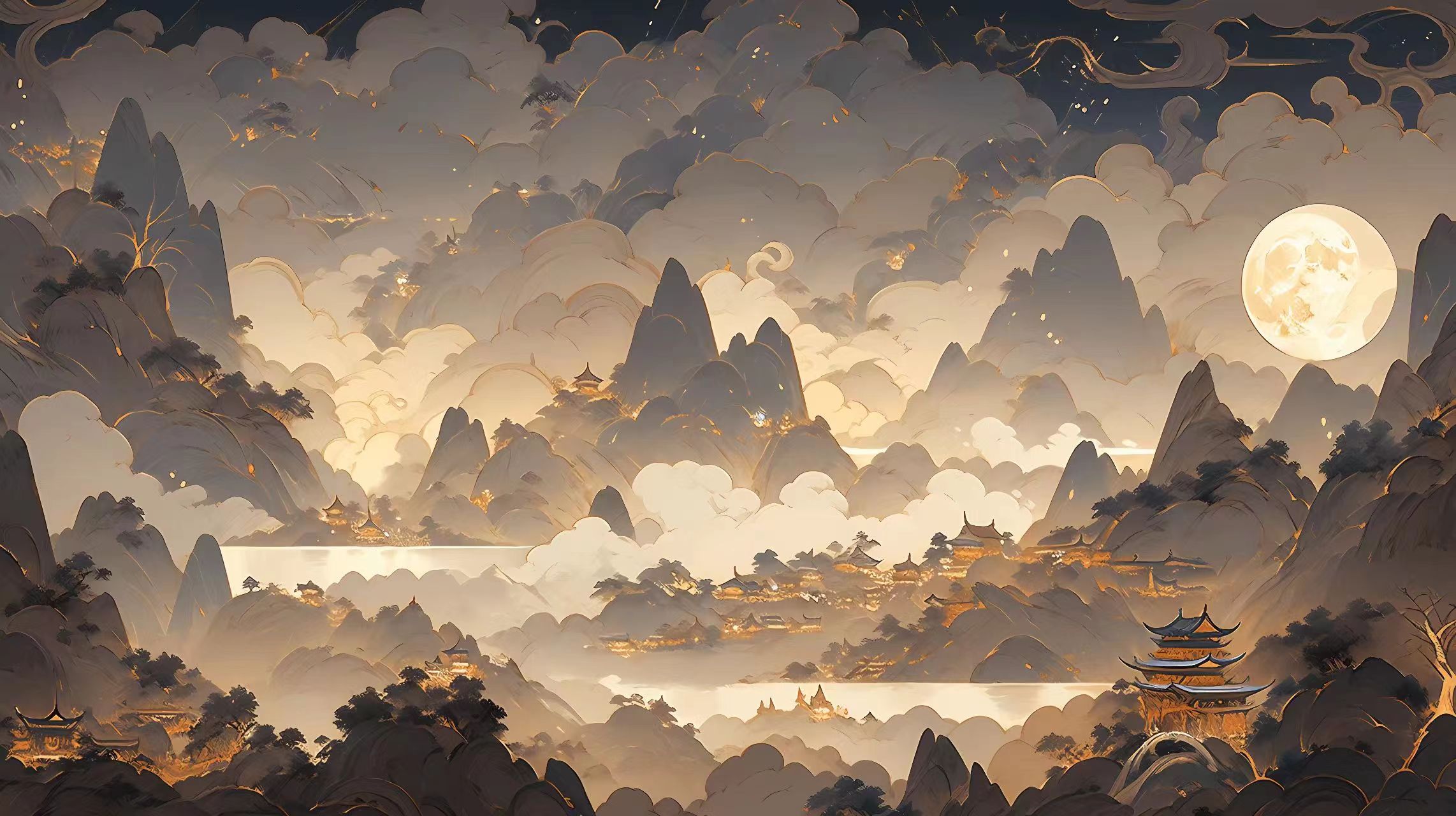 黑金山水画