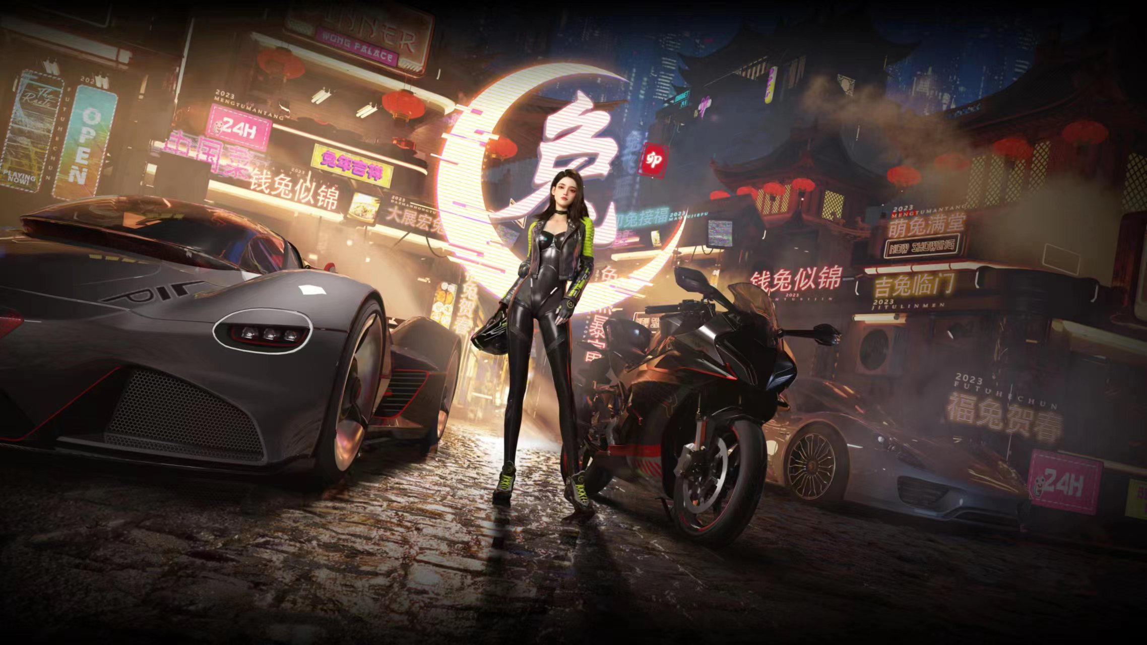 王牌竞速_美女_跑车_摩托_4k高清壁纸