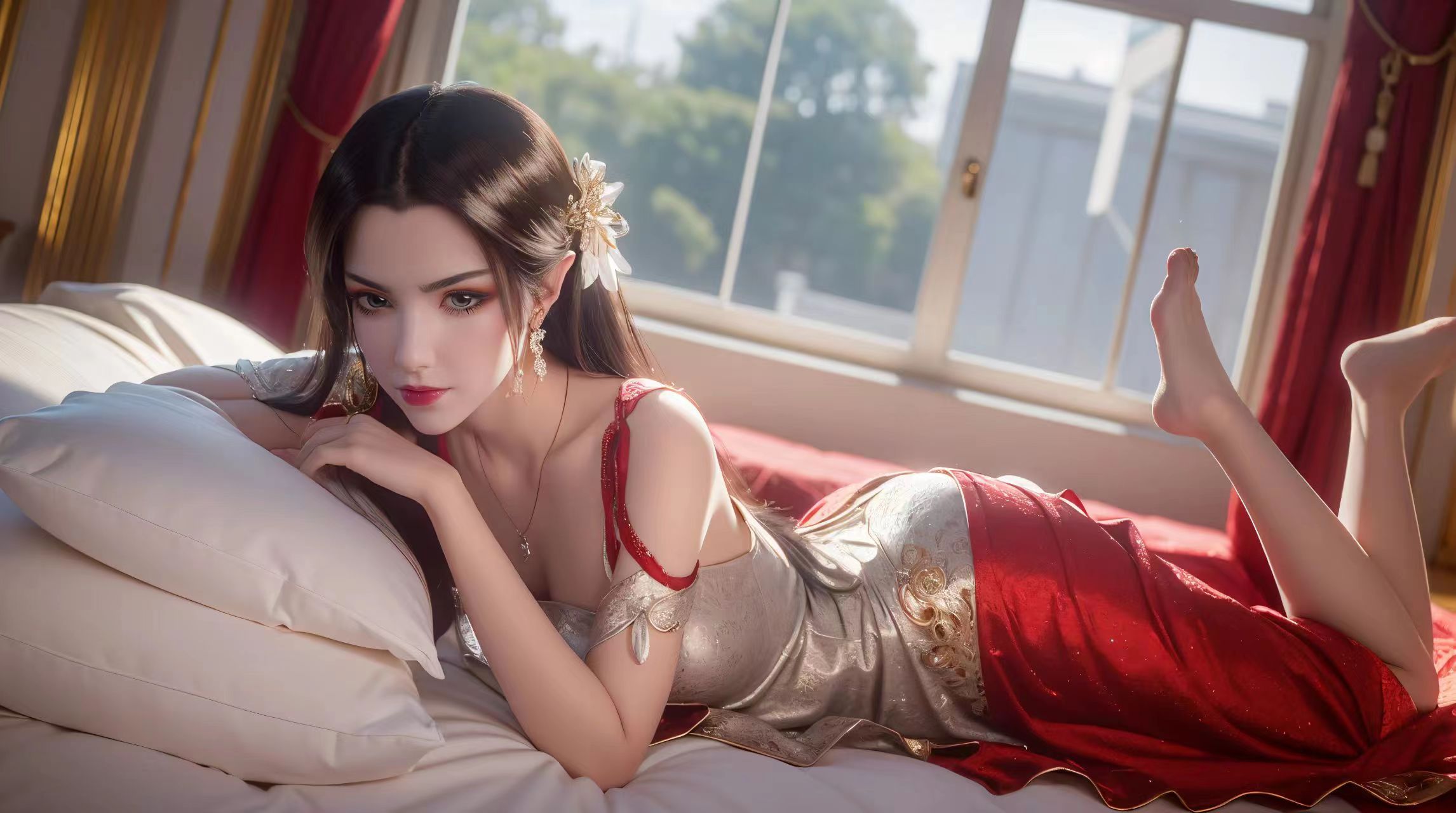 美杜莎绝美卧床照8k